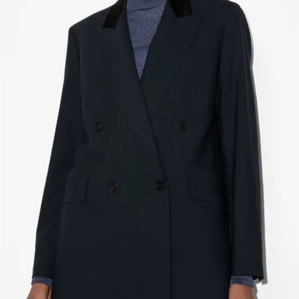Frame Denim Navy Double-Breasted Tux Jacket
